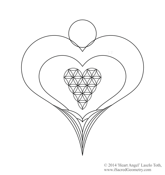 i sacred geometry heart angel featuring the heart of life drawing art design laszlo toth