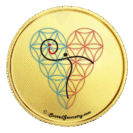 i sacred geometry logo spiral hand man holding little i human typography with heart of life gold medal bg harlow tex L Totht x