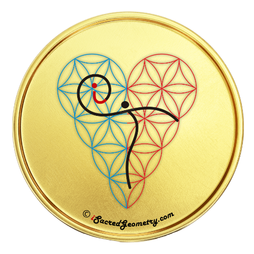 i sacred geometry logo spiral hand man holding little i human typography with heart of life gold medal bg harlow tex L Totht x