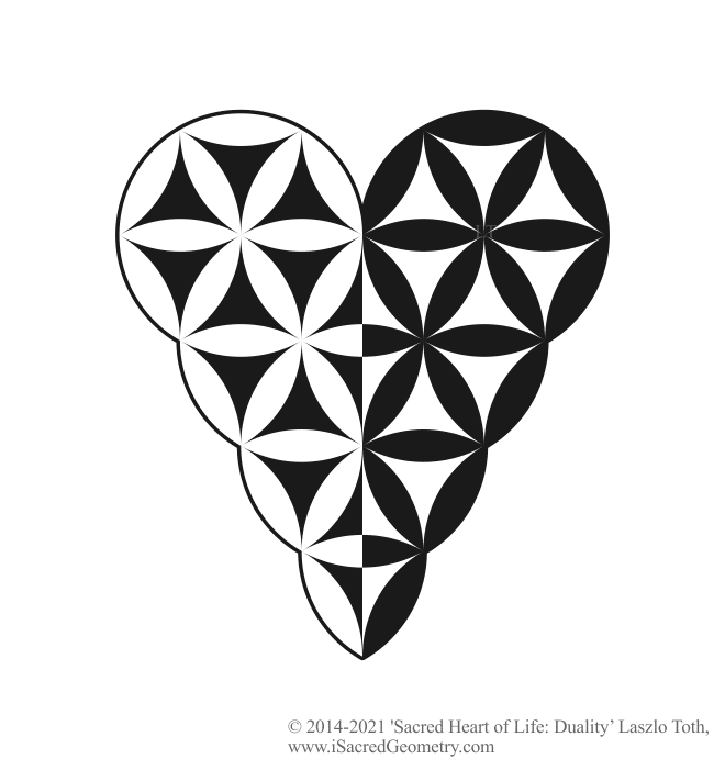 i sacred geometry sacred heart of life duality bl wh art design laszlo toth